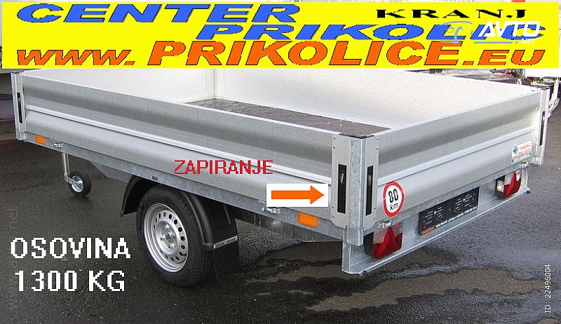 TOVORNA PRIKOLICA&nbsp;ZALOGA NALETNA 1300 NA 750 KG NDM ALU STRANICE  &nbsp;<small><strong></strong></small>