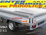 TOVORNA PRIKOLICA ZALOGA NALETNA 1300 NA 750 KG NDM ALU STRANICE  