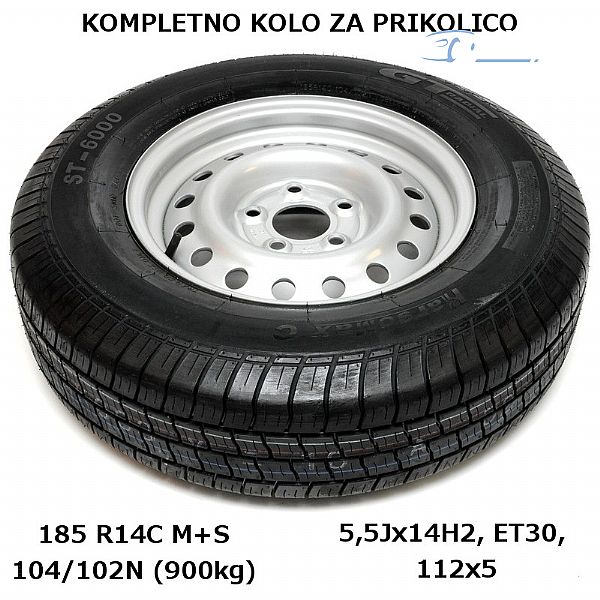 PNEVMATIKE&nbsp;Kolo za prikolice 112x5 185 R14 C za 900 kg&nbsp;<small>185 &nbsp;R&nbsp;14</small>